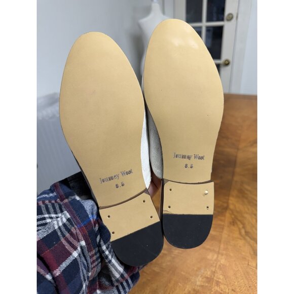 New Journey West Women’s 8.5 Kitty Cat Embroidery Belgian Loafers Flats Beige - Picture 6 of 7